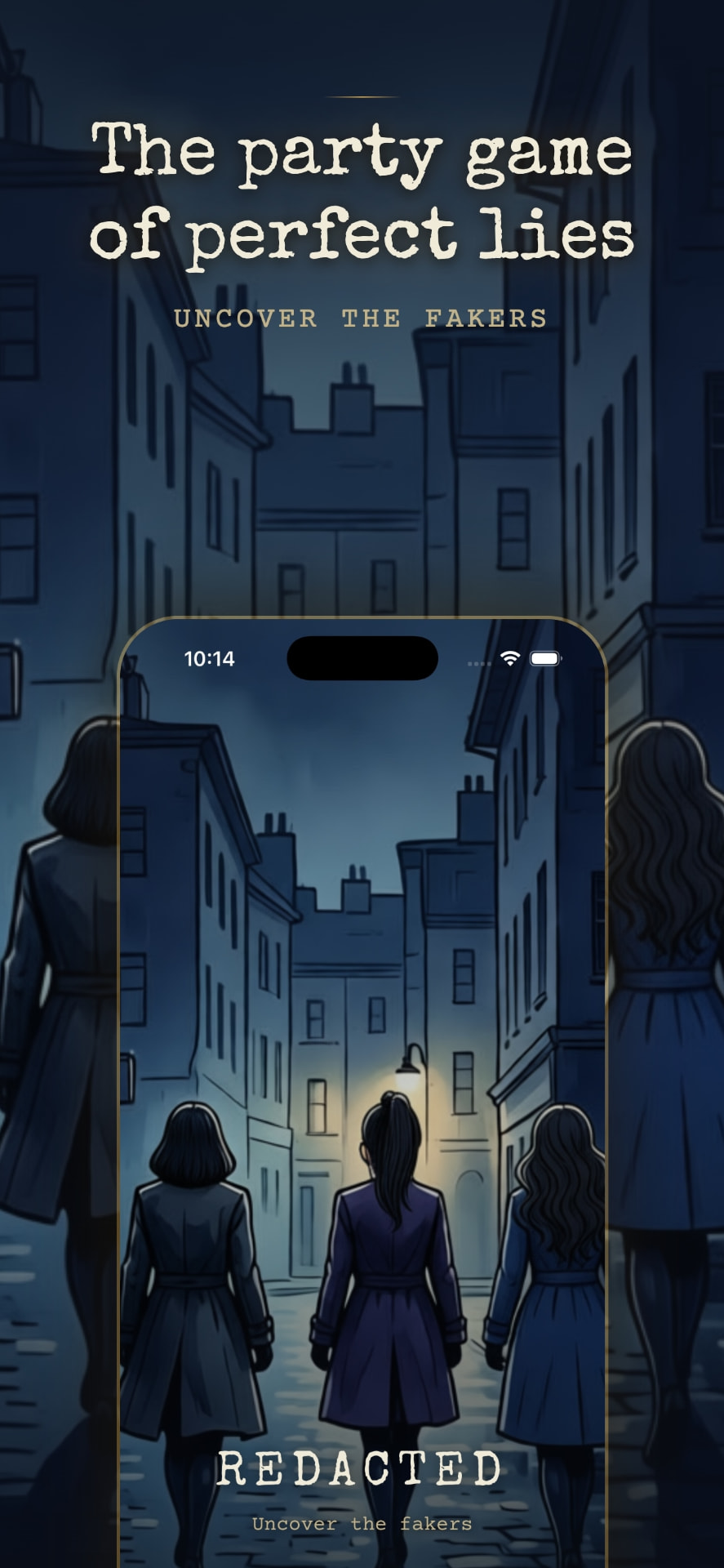 REDACTED title screen on an iPhone